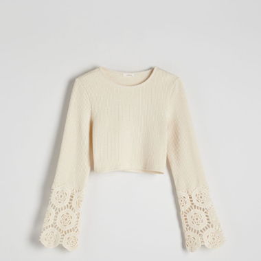 Embroidered Sweater – Cream, Size M (New with Tag)