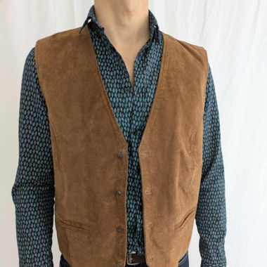 Echtes Leder Wildleder Weste Lazy, Gr. 52 Vintage