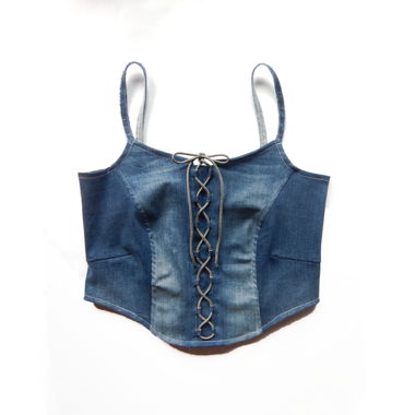 Upcycled Skinny Jeans Corset Top