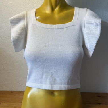 Crop-Top mit gerafften Ärmeln