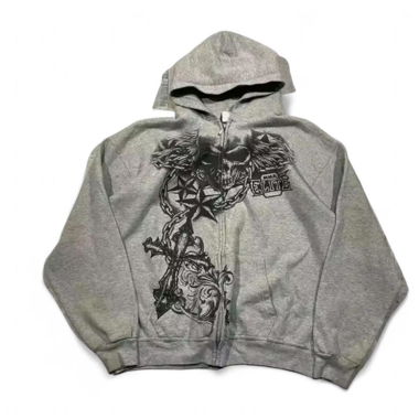 Felpa con Cappuccio Baggy Grigia Y2k MMA