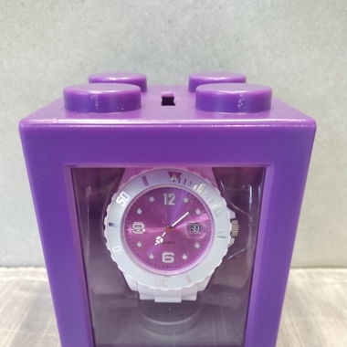 Silikon Uhr Weiss/Lila Box Lego Stein Kässeli _1