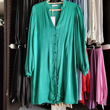 Freebird Silk-Blend Emerald Shirt Dress (50321)