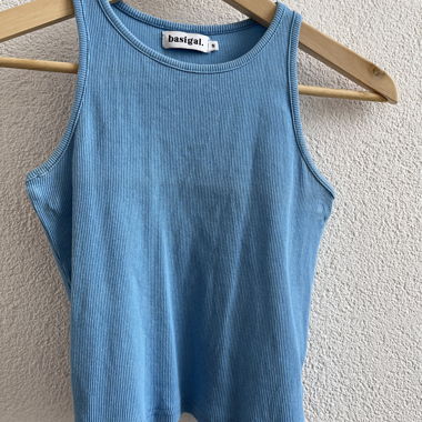 Blaues Ripp-Tanktop von basigal, Grösse S