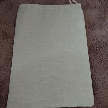 Sacca in cotone beige con coulisse
