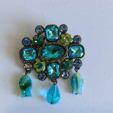 Vintage Glass Brooch, 1950s-1960s