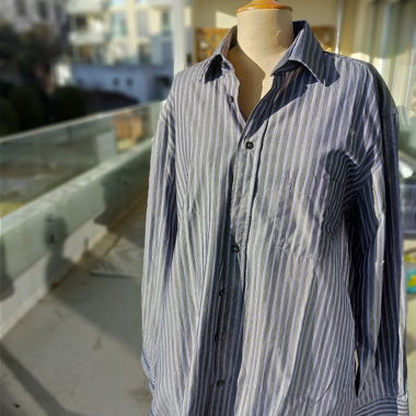 grau lila gestreiftes vintage Langarm Hemd (Kauf)