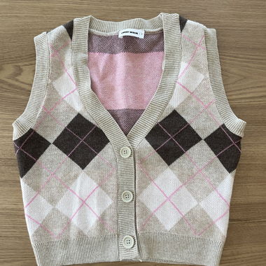 Pink Argyle Knit Vest