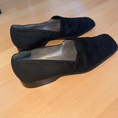 Chaussures en loafer en tissu/cuir noir