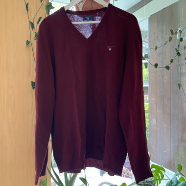 GANT Burgundy V-Neck Sweater