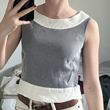 Striped elegant vintage sleeveless top DREAM