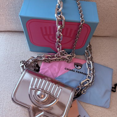 Borsa a tracolla argentata Chiara Ferragni