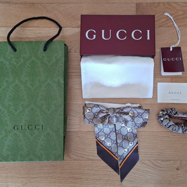 GUCCI Hairband and Silk Scrunchie NEW GG Package