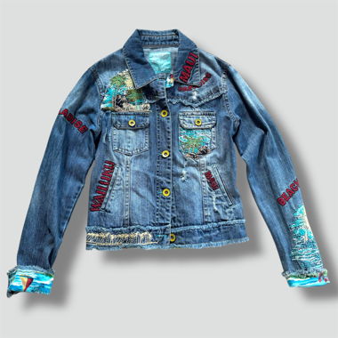Blanco Jeans embroidered retro womens denim jacket