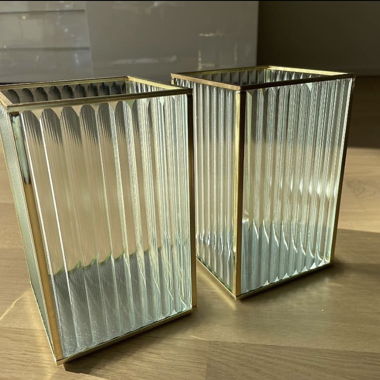 DEPOT Glas Windlichter mit Goldrahmen
