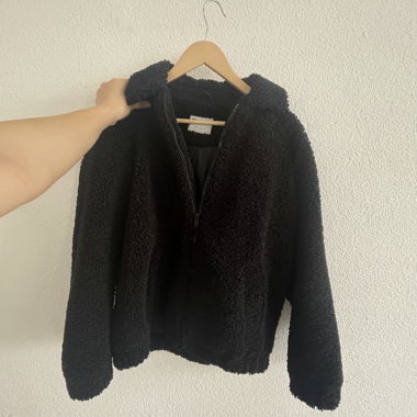teddy jacket black size m