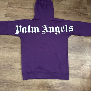ALM ANGELS BACK CURVED LOGO LOOSE HOODY PURPEL
