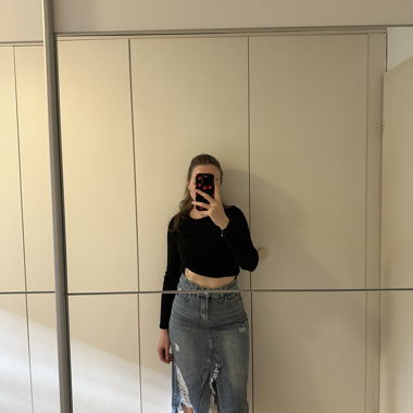 Jupe en jean à franges