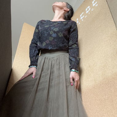2000er -Boho Blumenbluse langarm