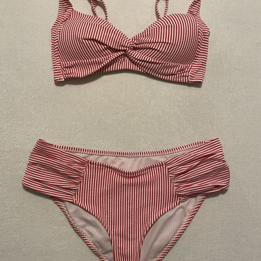 Red White Striped Bikini