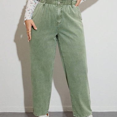Jeans verdi a vita alta