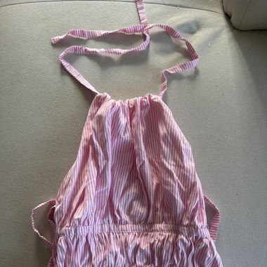 Backless Top Pink Weiss mit Schleifen