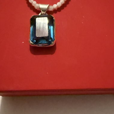 Moonstone necklace silver pendant topaz