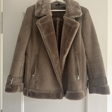 Graue Wildlederjacke von Topshop