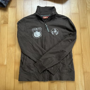 Giacca Y2K con zip – Stile vintage marrone