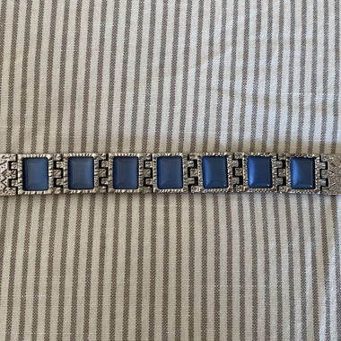 Silver bracelet with blue stones