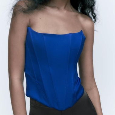 Top blu stile corsetto