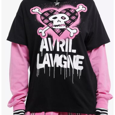 T-shirt Avril Lavigne nera/rosa