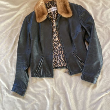 Dolce & Gabbana Lederjacke mit Fellkragen