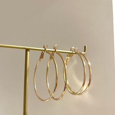 Golden Hoop Earrings 2 pairs