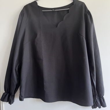 Black Blouse with Puff Sleeves