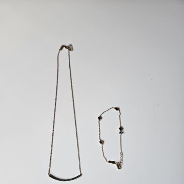 Silver necklace & bracelet set (rose gold)