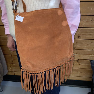 Sac à franges en daim camel Sequoia