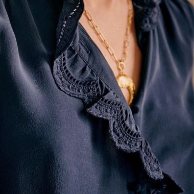 Blouse Sézane bleu marine