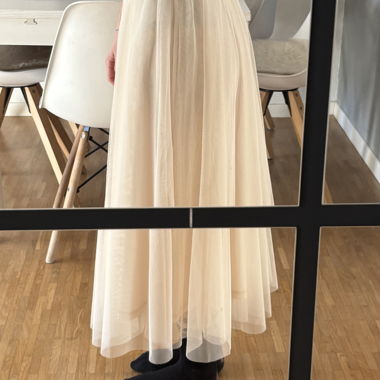 Long Cream Tulle Skirt