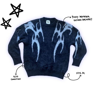 fuzzy neotribal/cyber sigilism knitted sweater
