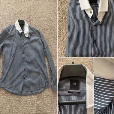Chemise à rayures avec col blanc, taille 39