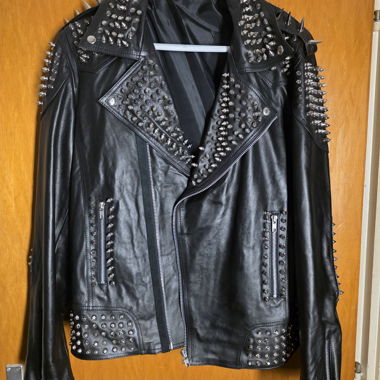 Giacca pelle uomo borchiata taglia XL rock punk
