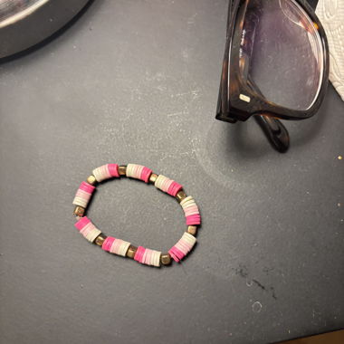Rose and White Beaded Bracelet