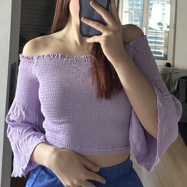 Lilac Off-Shoulder Crop Top