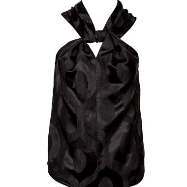 Top nero a collo con laccetti