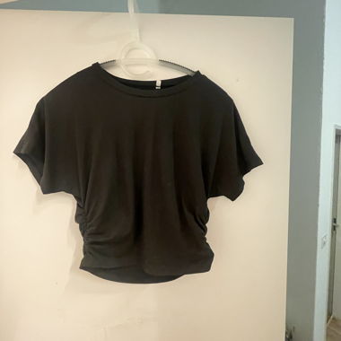 Black Ruched T-Shirt
