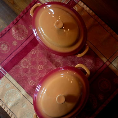 Set di 2 cocotte ovali in ceramica