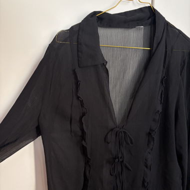 Black sheer playful blouse