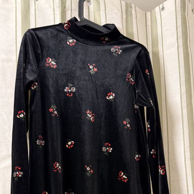 Velvet flower high neck dress (small, petite)