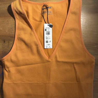 Orange Ribbed Crop Top